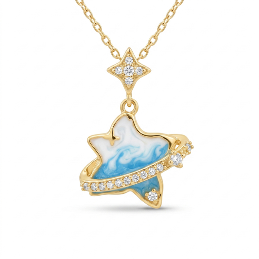 Blue Star Planet Pendant Necklace — photo 1