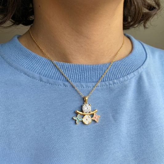 Pastel Flower Trio Pendant Necklace — photo 1