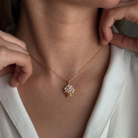Pearl-Style Bouquet Basket Necklace — photo 1