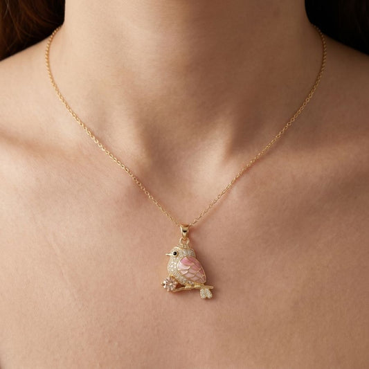 Pink Songbird Pendant Necklace — photo 1
