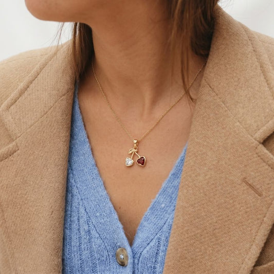 Twin Heart Cherry Pendant Necklace — photo 1
