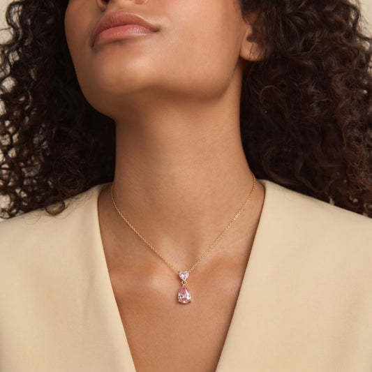 Pink Heart & Teardrop Pendant Necklace — photo 1