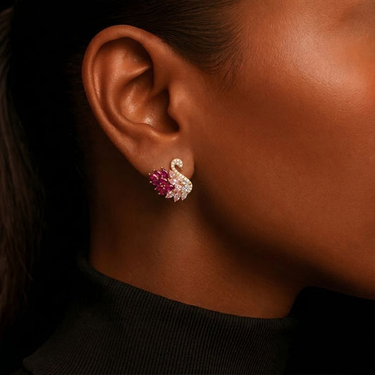 Pink Swan Stud Earrings — photo 1