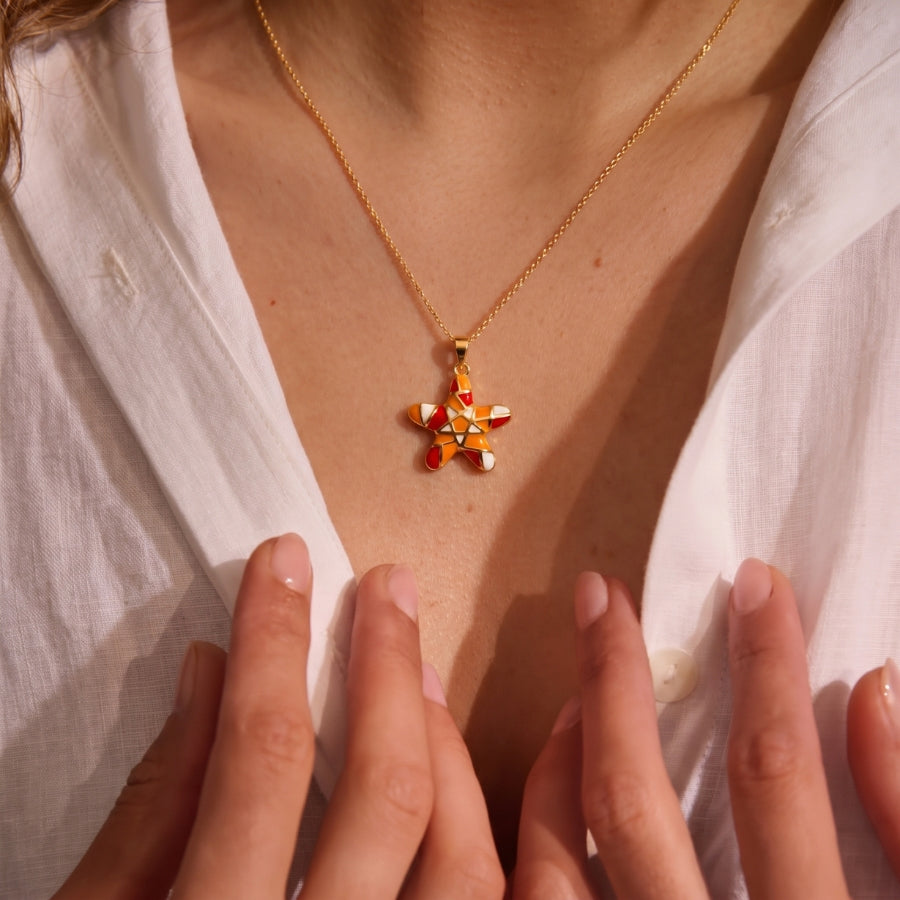 Mosaic Starfish Pendant Necklace