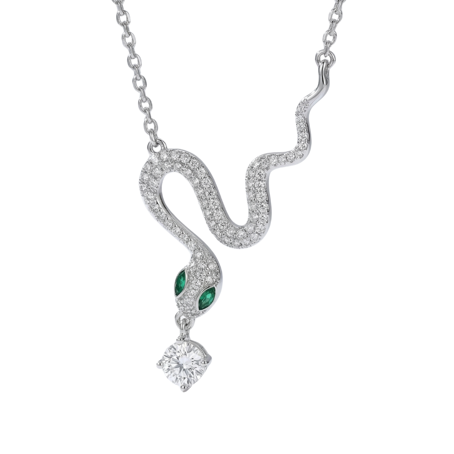 Dainty Green Eye Snake Necklace