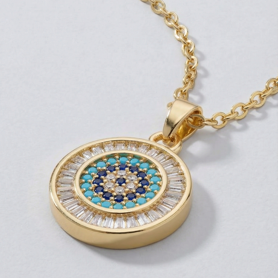 Ocean Glow Mandala Evil Eye Necklace