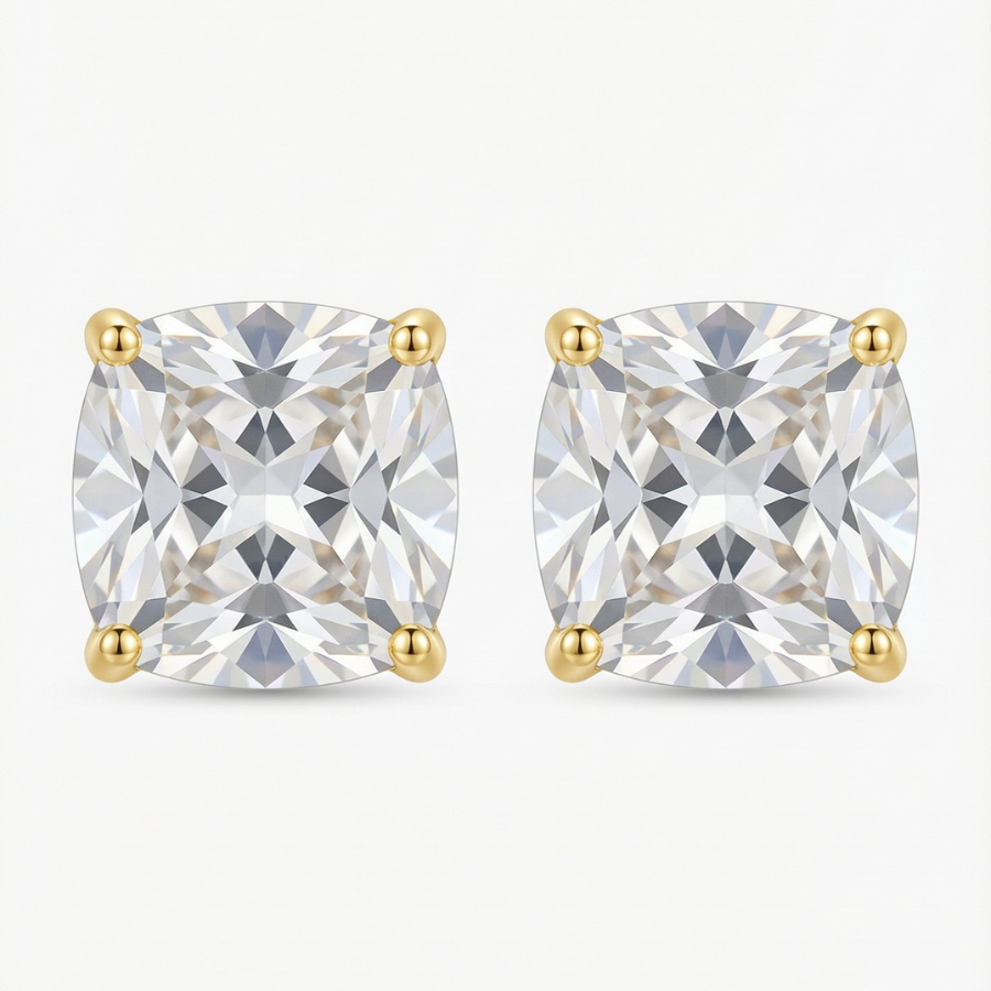 Square Diamond Necklace & Earrings Solitaire Combo Set