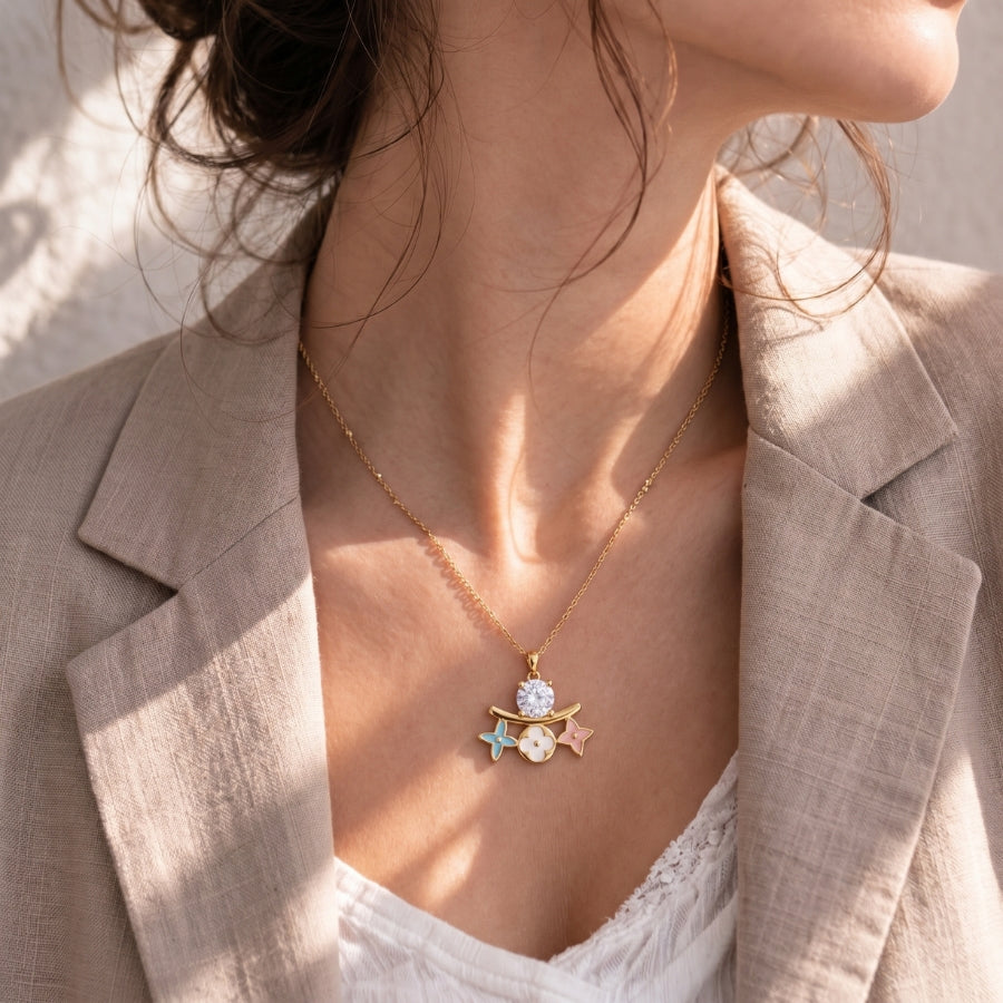 Pastel Flower Trio Pendant Necklace