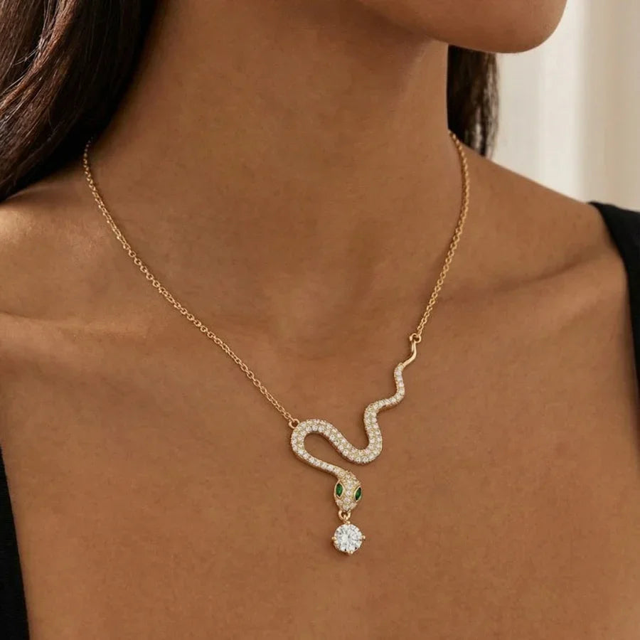 Dainty Snake Necklace & Mini Snack Bracelet Combo Set