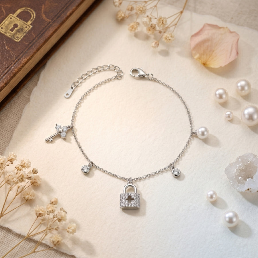 Inter Lock Anklet - Silver