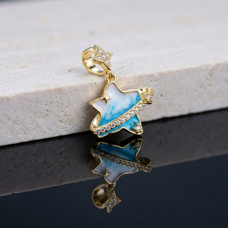Blue Star Planet Pendant Necklace