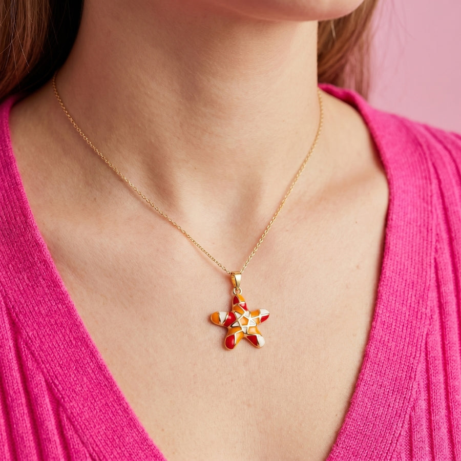 Mosaic Starfish Pendant Necklace