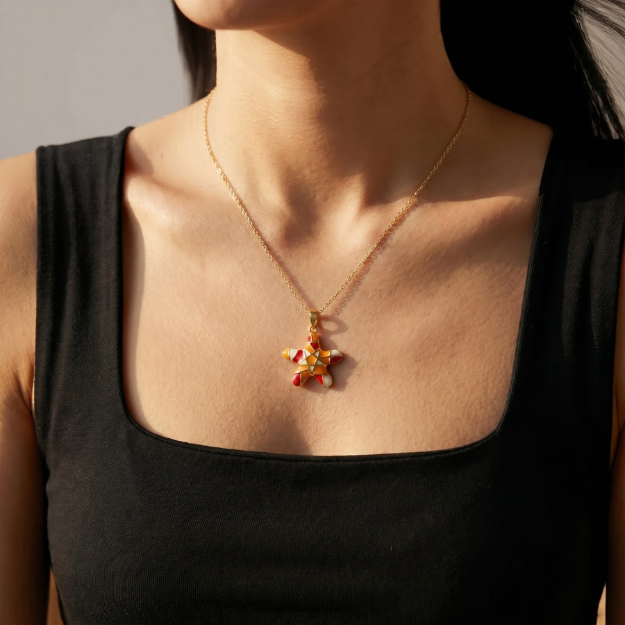 Mosaic Starfish Pendant Necklace