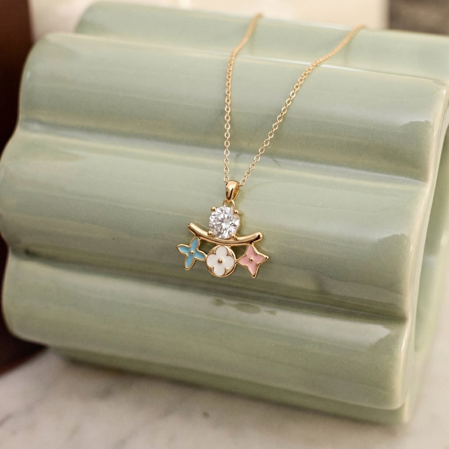 Pastel Flower Trio Pendant Necklace