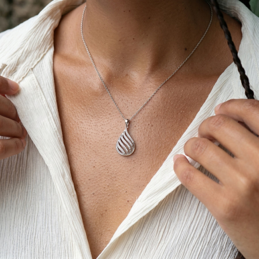 Flowing Wave Pendant Necklace