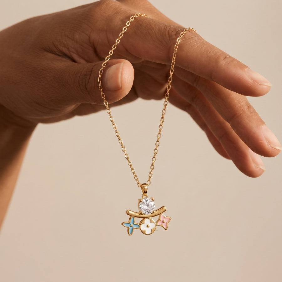 Pastel Flower Trio Pendant Necklace