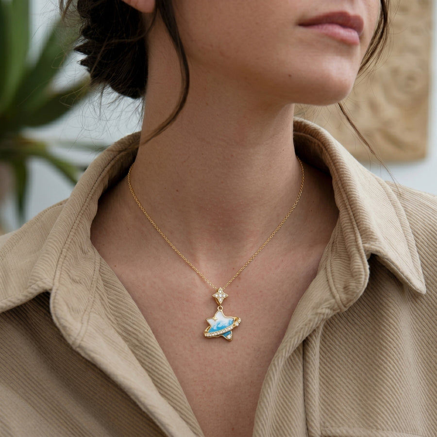Blue Star Planet Pendant Necklace