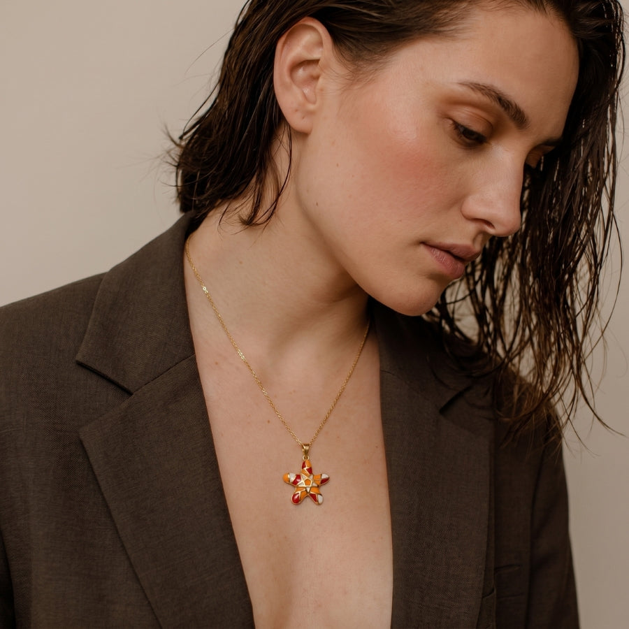 Mosaic Starfish Pendant Necklace