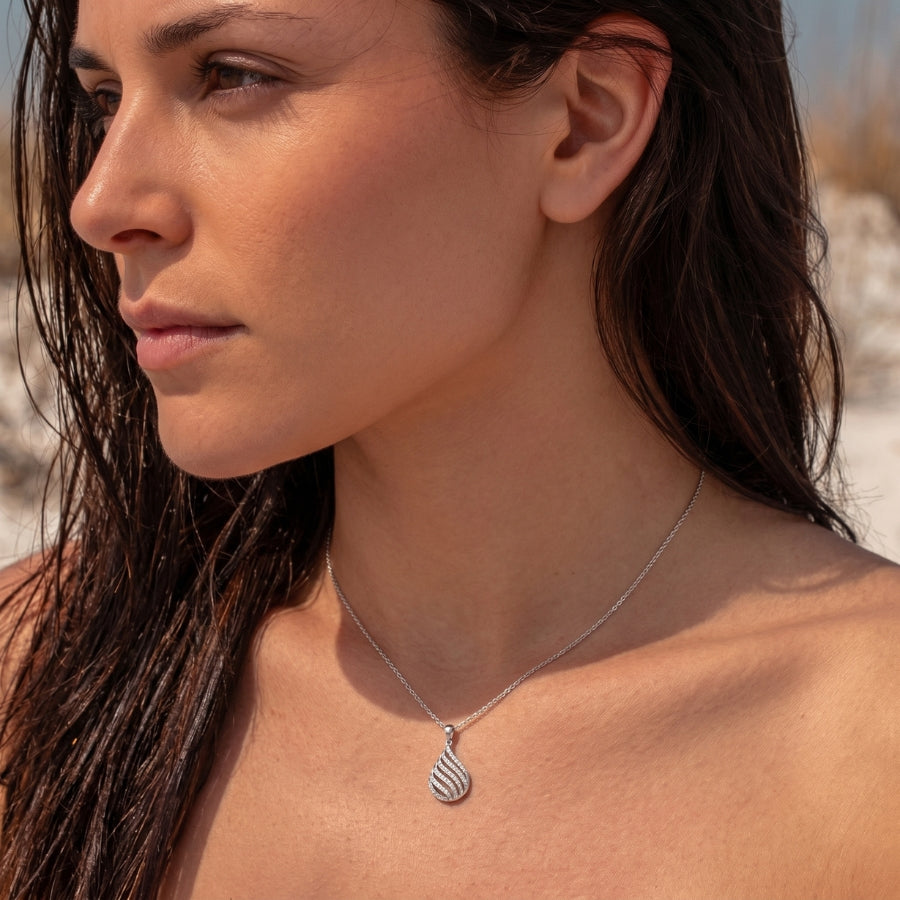 Flowing Wave Pendant Necklace