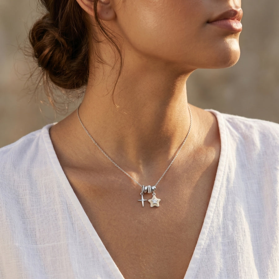 Double Star Charm Necklace