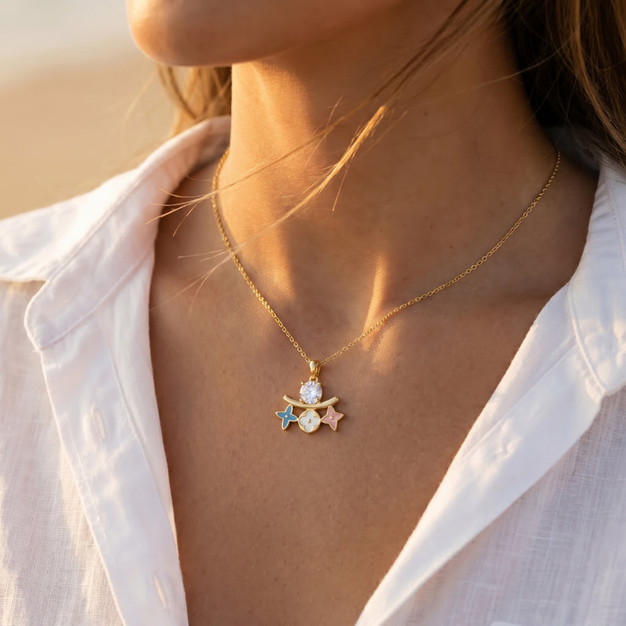 Pastel Flower Trio Pendant Necklace