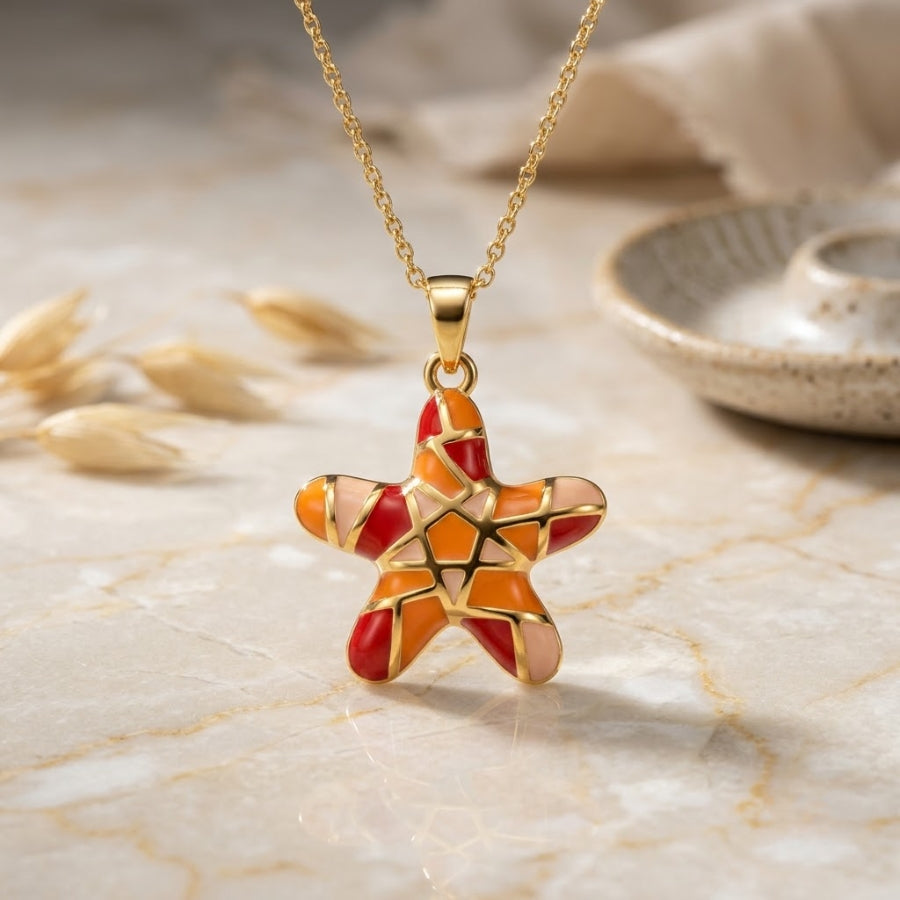 Mosaic Starfish Pendant Necklace