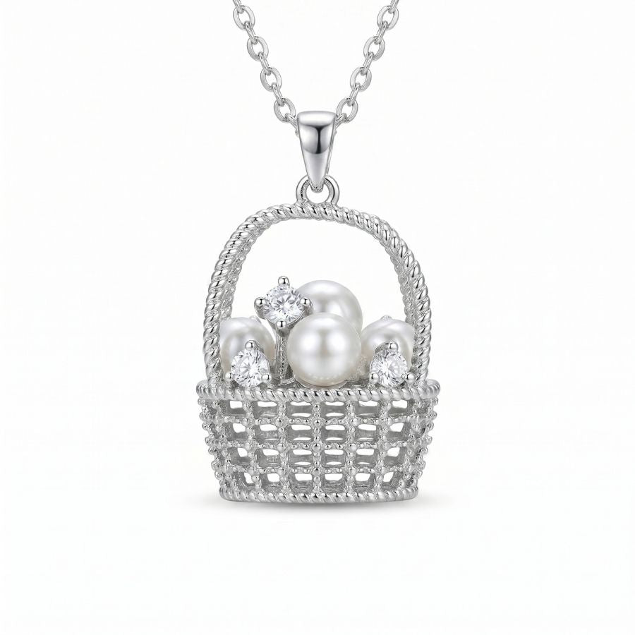 Pearl-Style Basket Pendant Necklace — photo 2