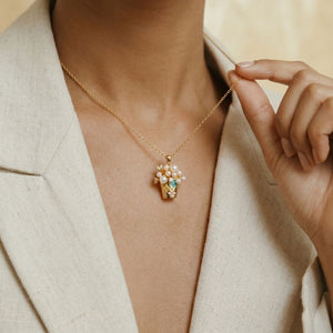 Turquoise Flower Pot Pendant Necklace — photo 3