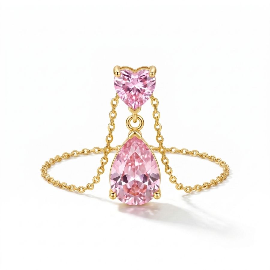 Pink Heart & Teardrop Pendant Necklace — photo 2