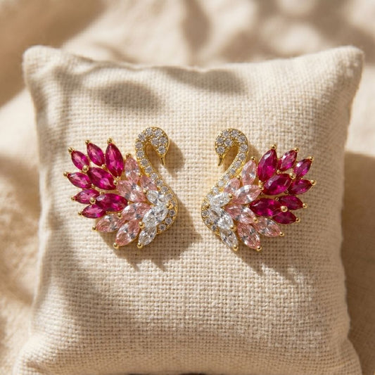 Pink Swan Stud Earrings — photo 3