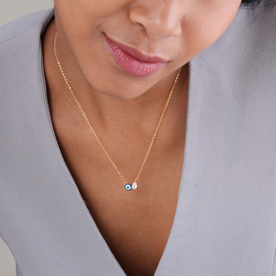 Evil Eye DuoStone 925 Silver Necklace
