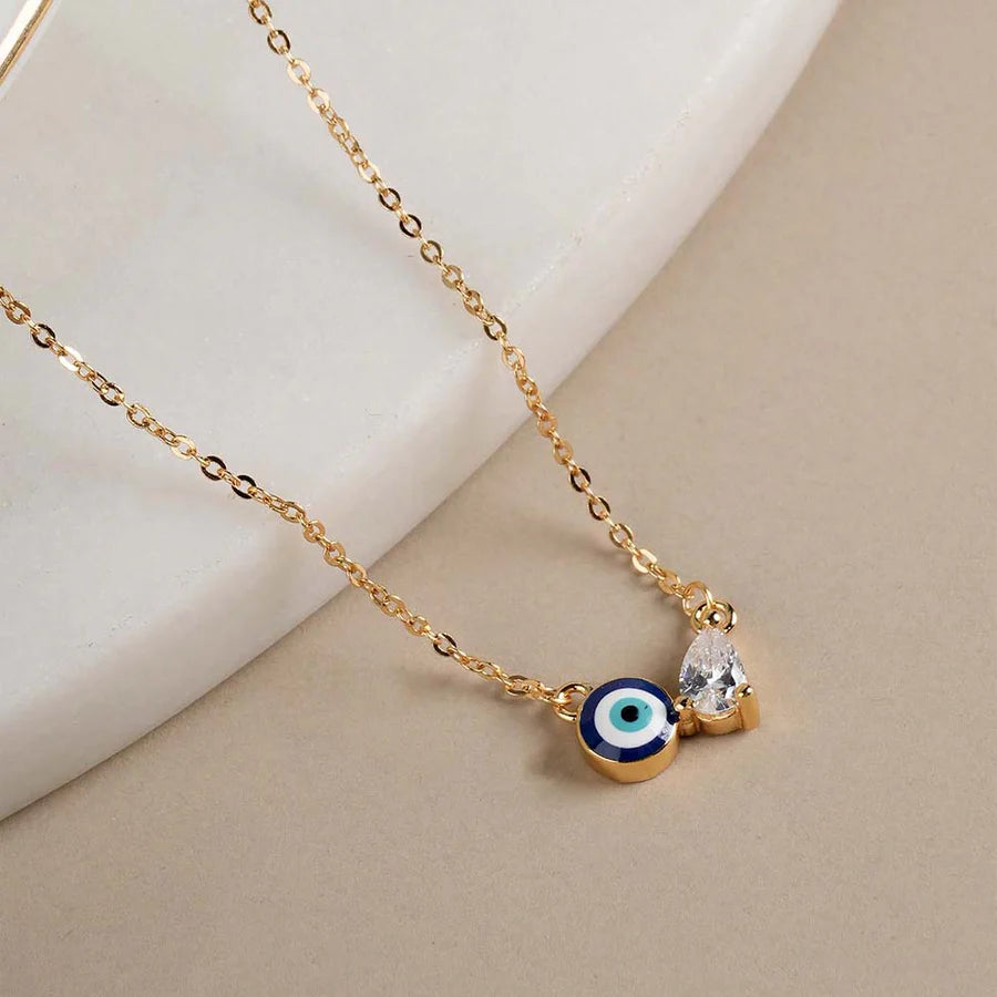 Evil Eye DuoStone 925 Silver Necklace