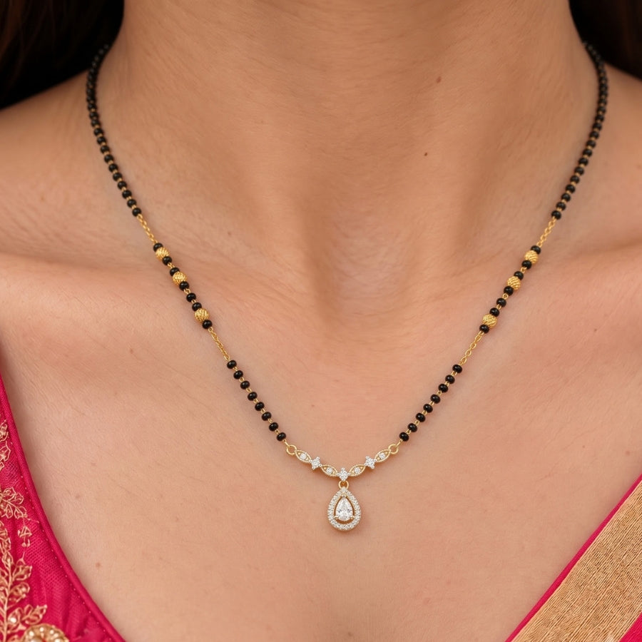 Vaidehi Teardrop Halo Mangalsutra