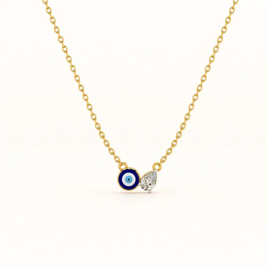 Evil Eye DuoStone 925 Silver Necklace