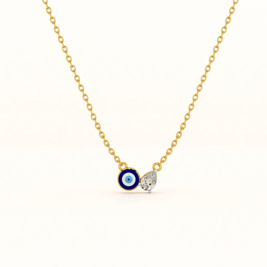 Evil Eye DuoStone 925 Silver Necklace