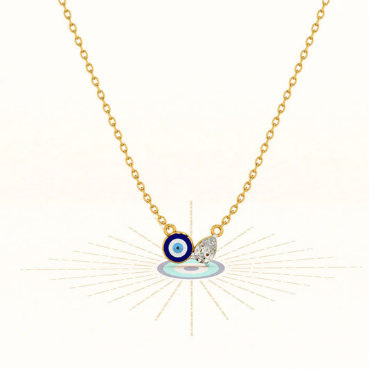 Evil Eye DuoStone 925 Silver Necklace