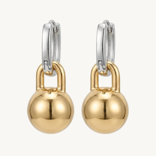 Gold & Silver Polished Globe Earrings